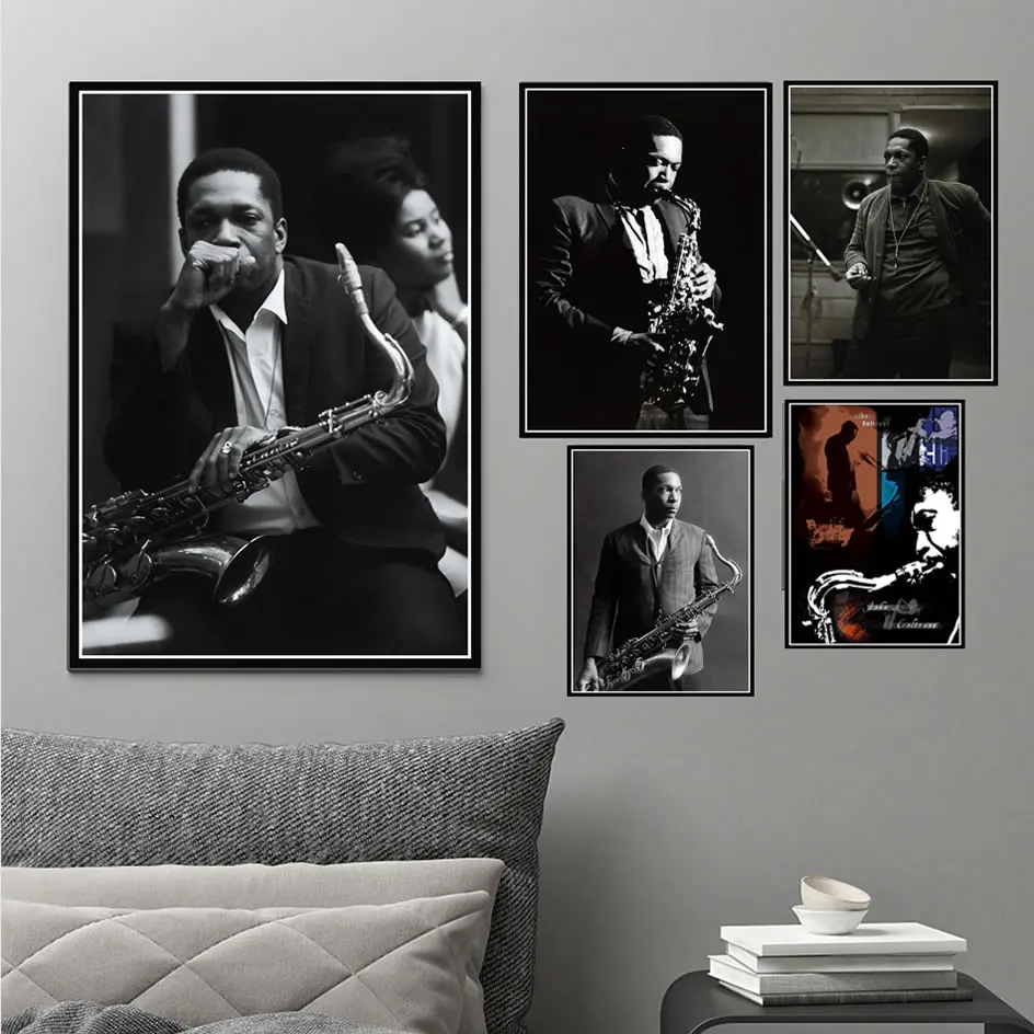Impression sur toile John Coltrane Jazz Musicien Chanteur de Musicien Étoile Peinture murale Décoration d'intérieur Cadre 20 × 30 cm 