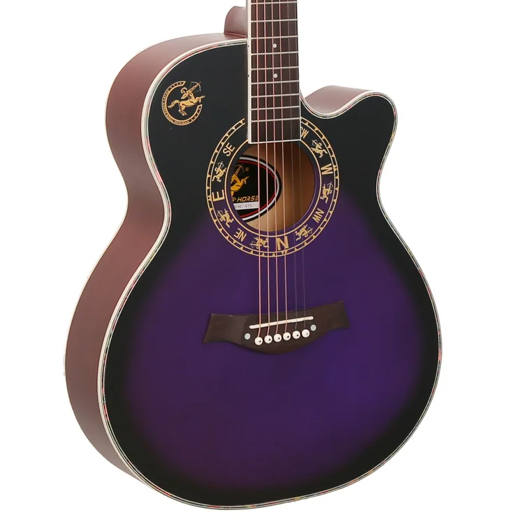 Гитара из липы электрическая стальная струна 40 дюймов A-Body Guitarra 6 струн поп-фолк Cutaway гитары Установить Пикап для начинающих черный