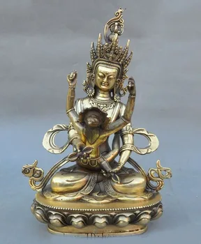 

christmas 12" Tibet Buddhism Fane Brass Mahakala Hevajra Vajra Phurpa Joy Buddha Statue New Year