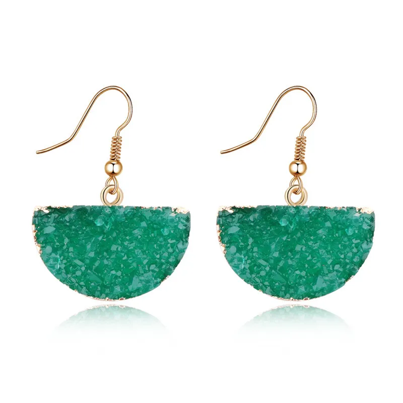 8BELLAHYDIARY Bijoux Geometric Semicircle Druzy Resin Drop Earrings For Women Jewellery Pendientes Earings 2019 Wedding Earing (2)
