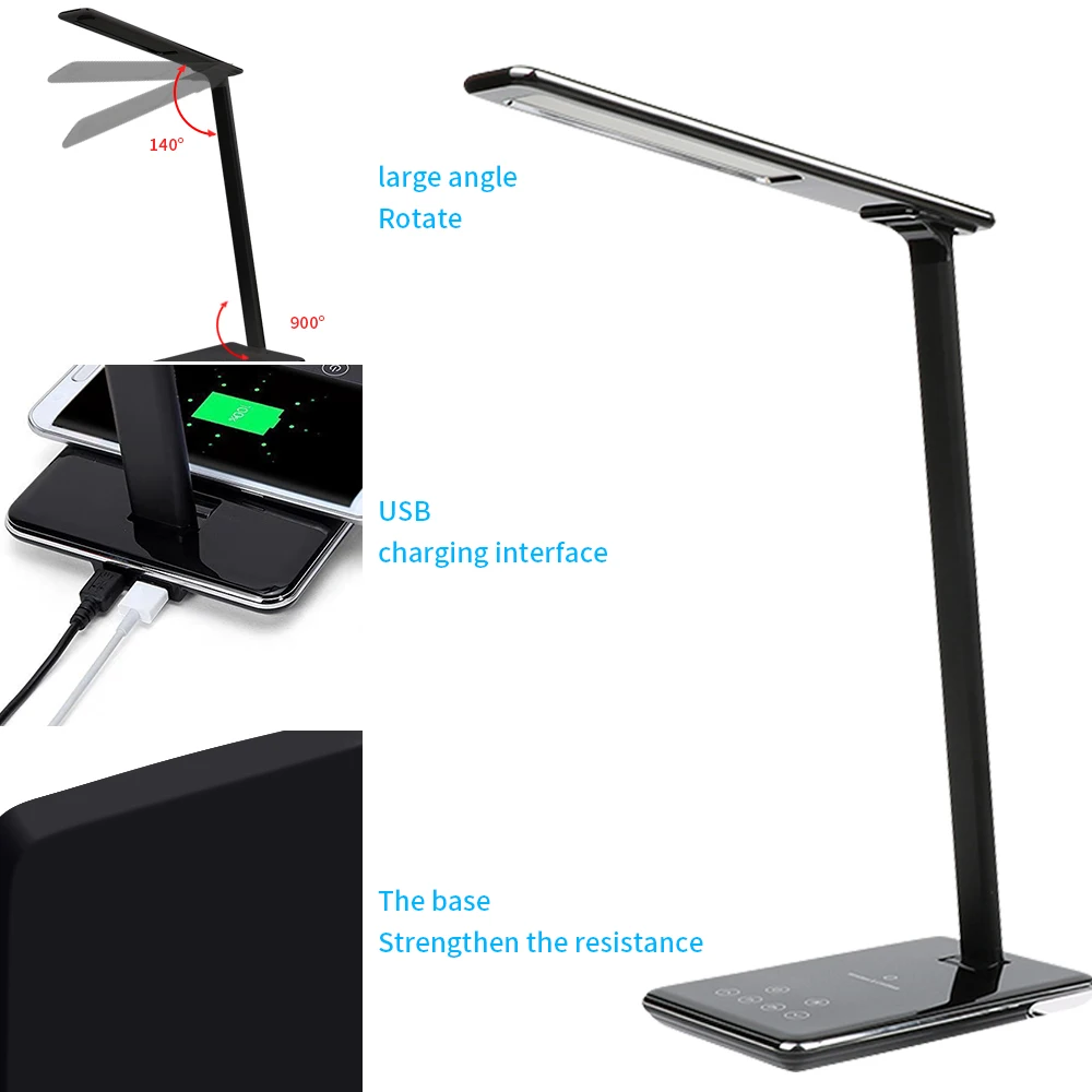 Настольная светодиодная лампа 2 в 1 Qi Беспроводная зарядная подставка держатель для сотового телефона Подставка складной настольный лампа для чтения
