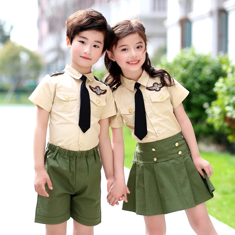 Одежда для детского сада, летняя школьная Униформа военная форма для мальчиков и девочек