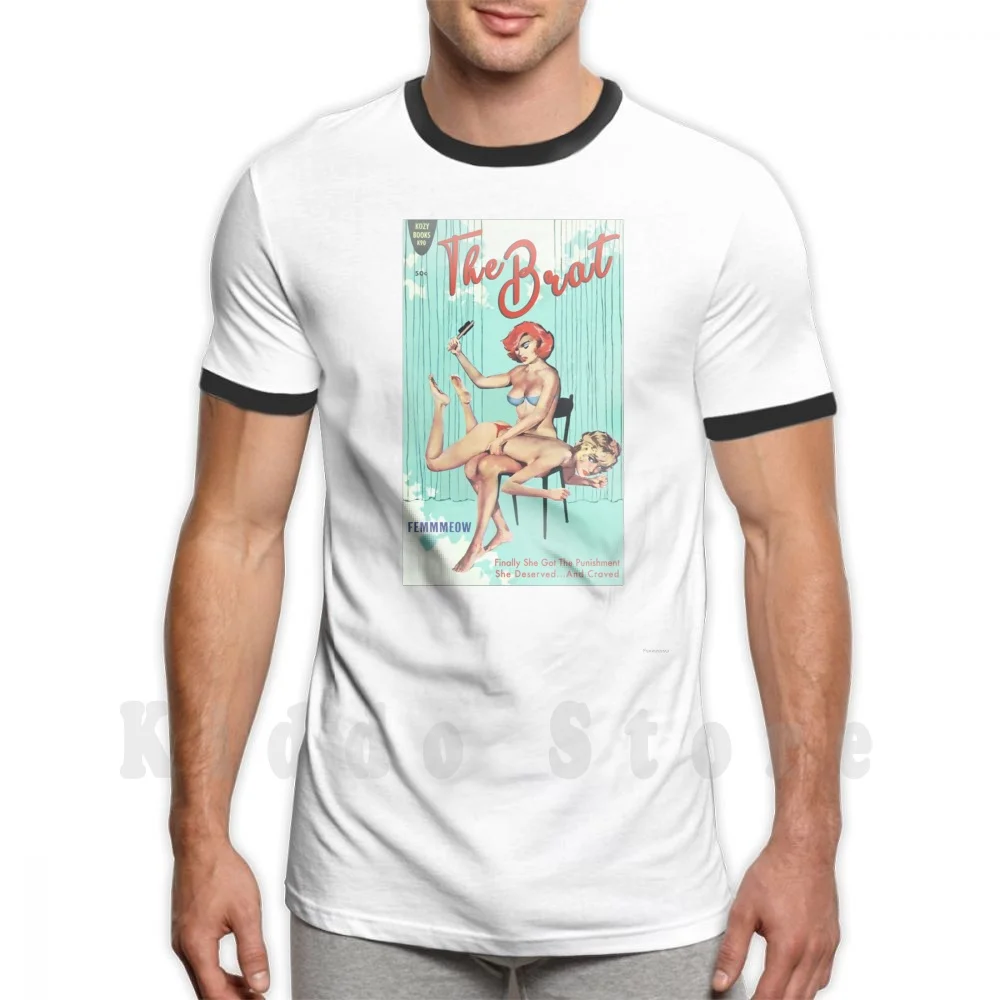 The Brat T Shirt Uomo Cotone Cotone S-6Xl Brat Bdsm Kink Redhead Red Spank Dom Sub Pulp Romanzo Vintage Book Book Cover Coverart