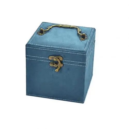 Винтажная трехслойная Сумка-тоут модные ювелирные изделия Портативная Коробка органайзер дисплей серьги кольца браслет ожерелье чехол для хранения с новым - Цвет: Sky Blue
