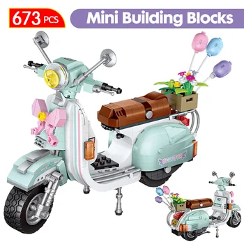

673PCS Mini Luxury Motorcycle Sheep Vehicle Model Building Blocks DIY Bricks Educational Creator Blocks Toys for Children Girls