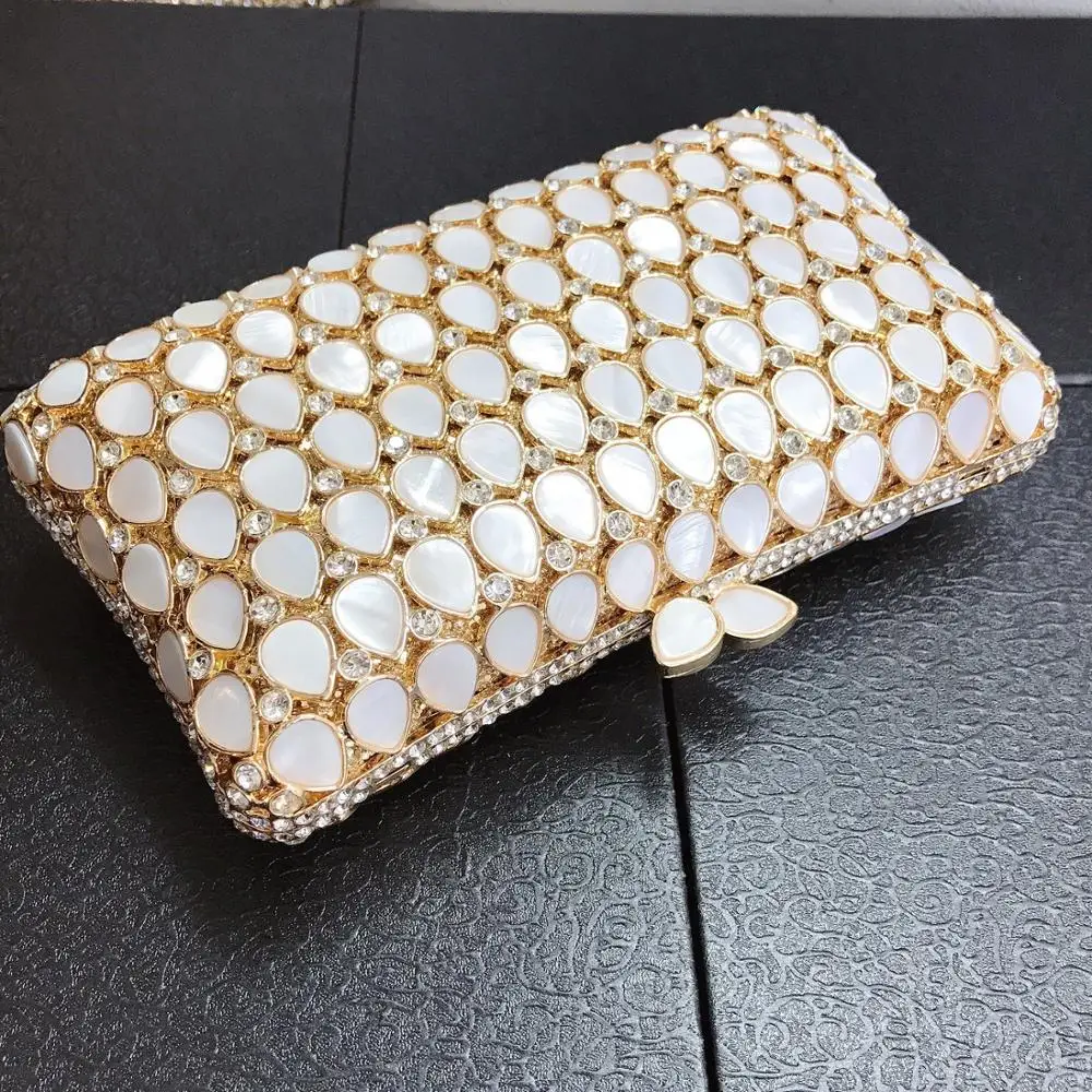 Pochette di perle di lusso da donna fatte a mano con perline trasparenti pochette da sera borse e borsette da donna borse a tracolla Messenger cena  1524