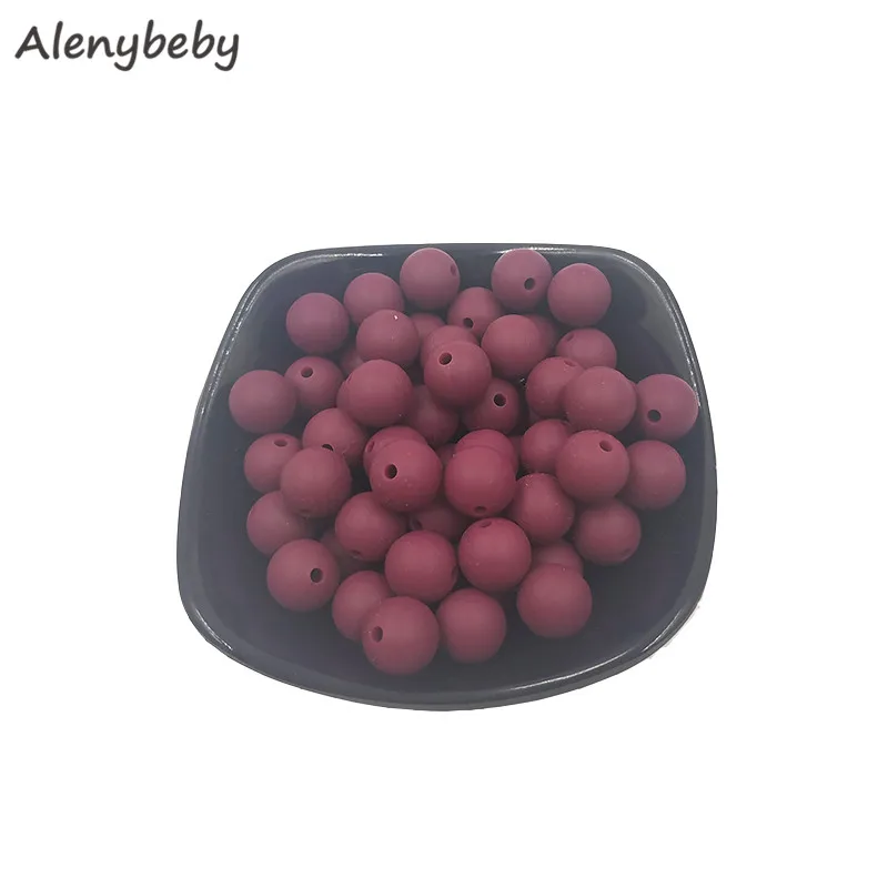 

Red Wine Color Food Grade Silicone Round Beads 12/15mm Baby Teething Necklace DIY Pacifier Chain Care Infan Teether Product