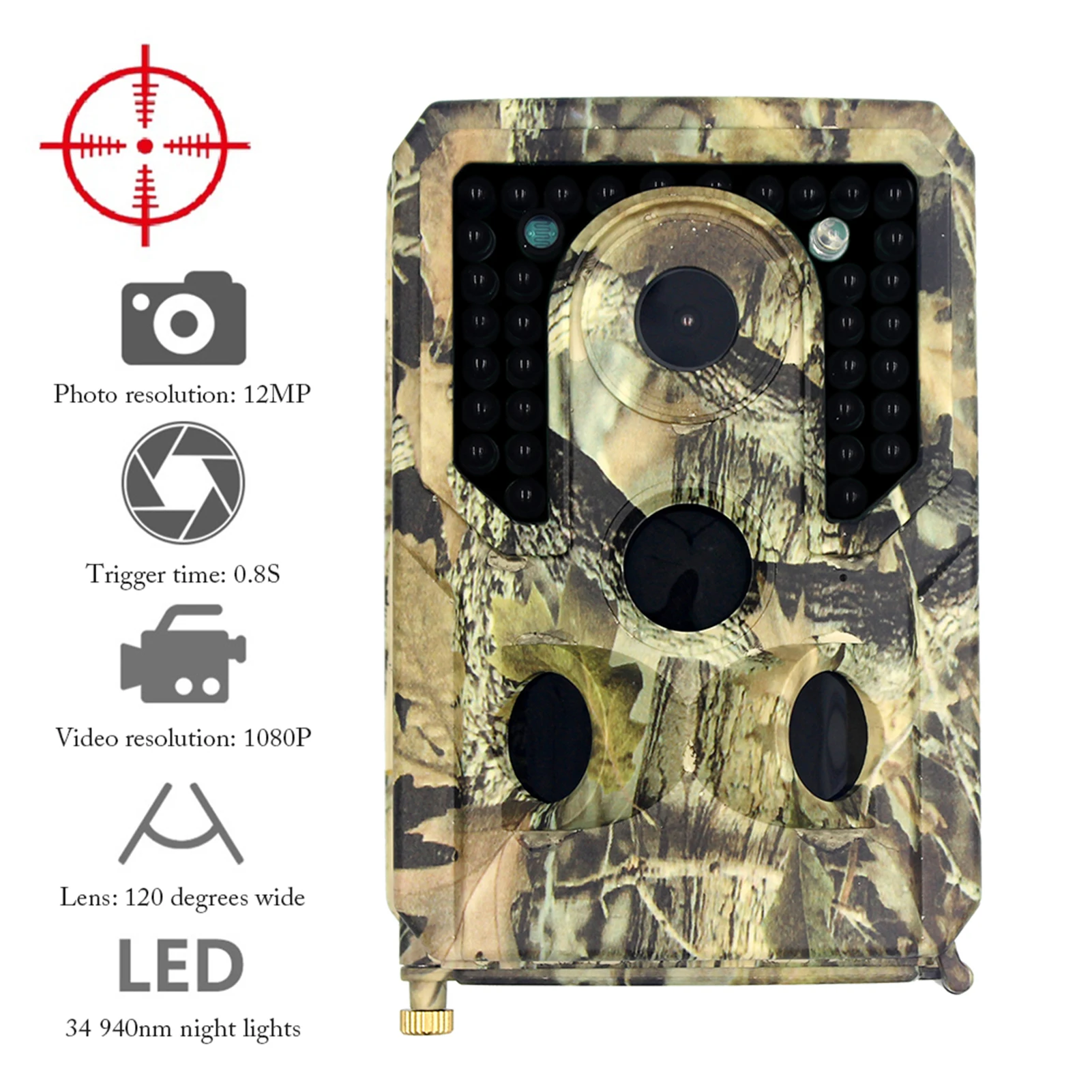 

Outdoor Hunting Trail Camera IP66 Waterproof 12MP 1080P Game Scouting Cam Wild Animals Monitoring Night Vision Camera