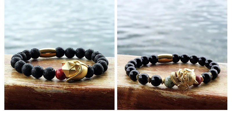 Mcllroy Bracelet Men Bead Sparta Crown 8mm Natural Stone Bracelet Bangle Handmade Man Jewelry Mens Bracelets erkek bileklik