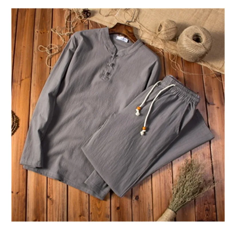 Весенняя Мужская рубашка, мужские хлопковые и льняные рубашки с длинным рукавом, мужские Модные Повседневные рубашки, мужские Размеры от M до 5XL - Цвет: gray