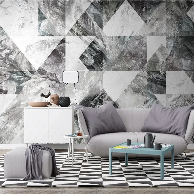 Large 3D wallpaper mural custom modern abstract geometric microcrystalline living room TV background wallpaper mural