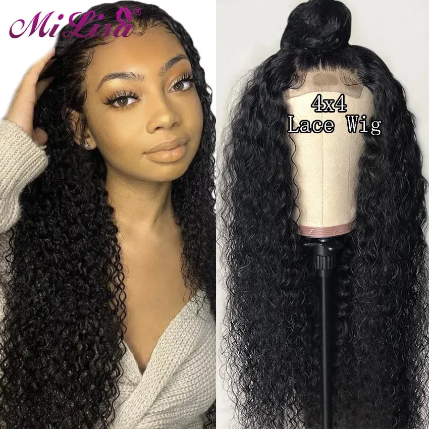 

10- 26 inch Curly Human Hair Wigs Pre Plucked Mi Lisa Hair Remy Curly Lace Front Wigs Brazilian Hair Wig Frontal with Baby Hair