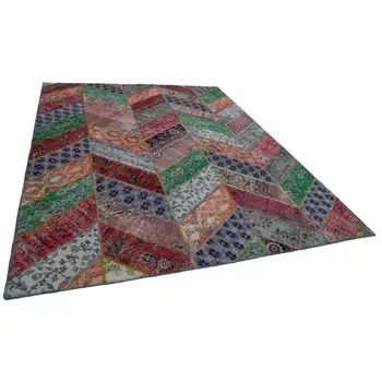 

248x309 Cm Multicolor Handmade Modern Patchwork Rug-8x10 Ft
