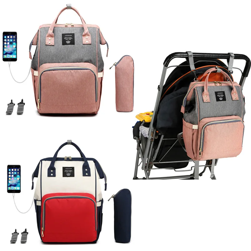 

Fashion Baby Diaper Bags Usb Large Capacity Maternity Bag for Stroller Travel Backpack for Mom Nursing Bag for Baby Care