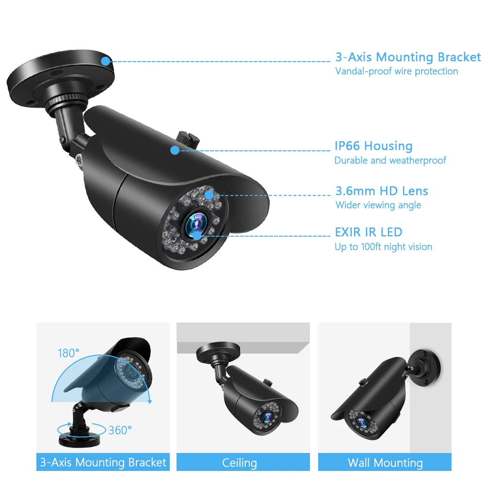 8-канальный сетевой видеорегистратор DVR 1080P безопасности Камера Системы IP66 водонепроницаемый безопасности Камера s Обнаружение движения Ночное видение возможность удаленного доступа в любом месте и 1 ТБ HDD