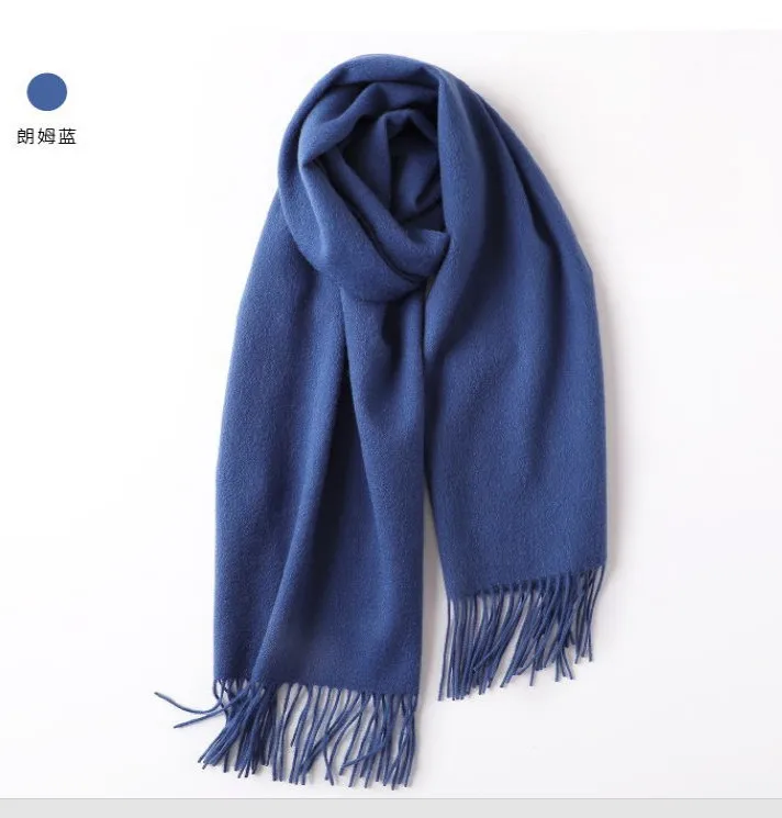 Внутренняя монгольская шерсть шарф дамский завод пятна пары общий осень и зима шарф утолщенный кашемир однотонного цвета шарф - Цвет: blue