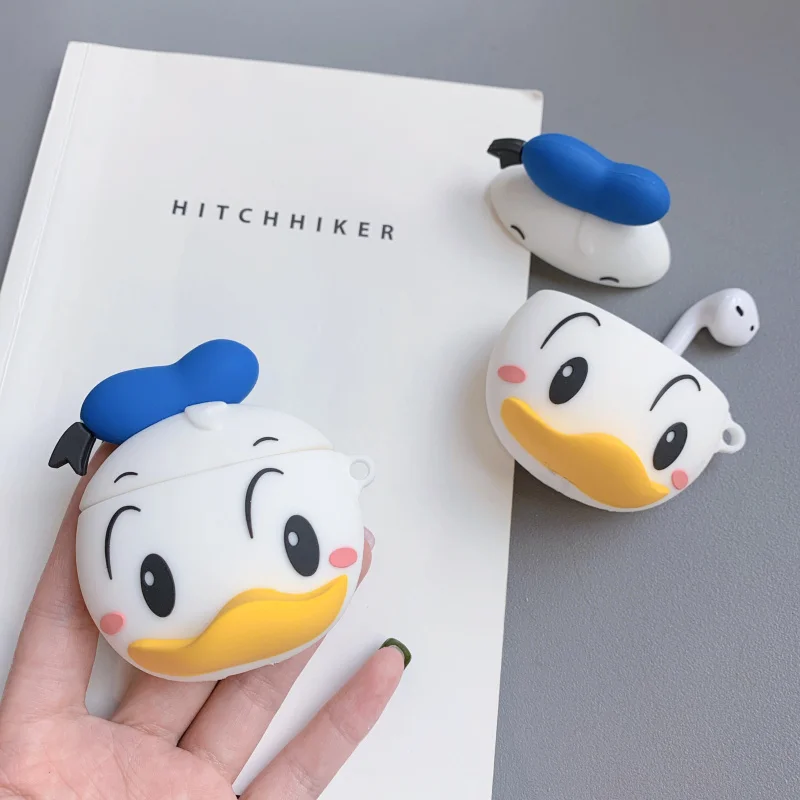 Чехол для наушников AirPods силиконовый 3D чехол с милым медвежонком защитный Apple Air