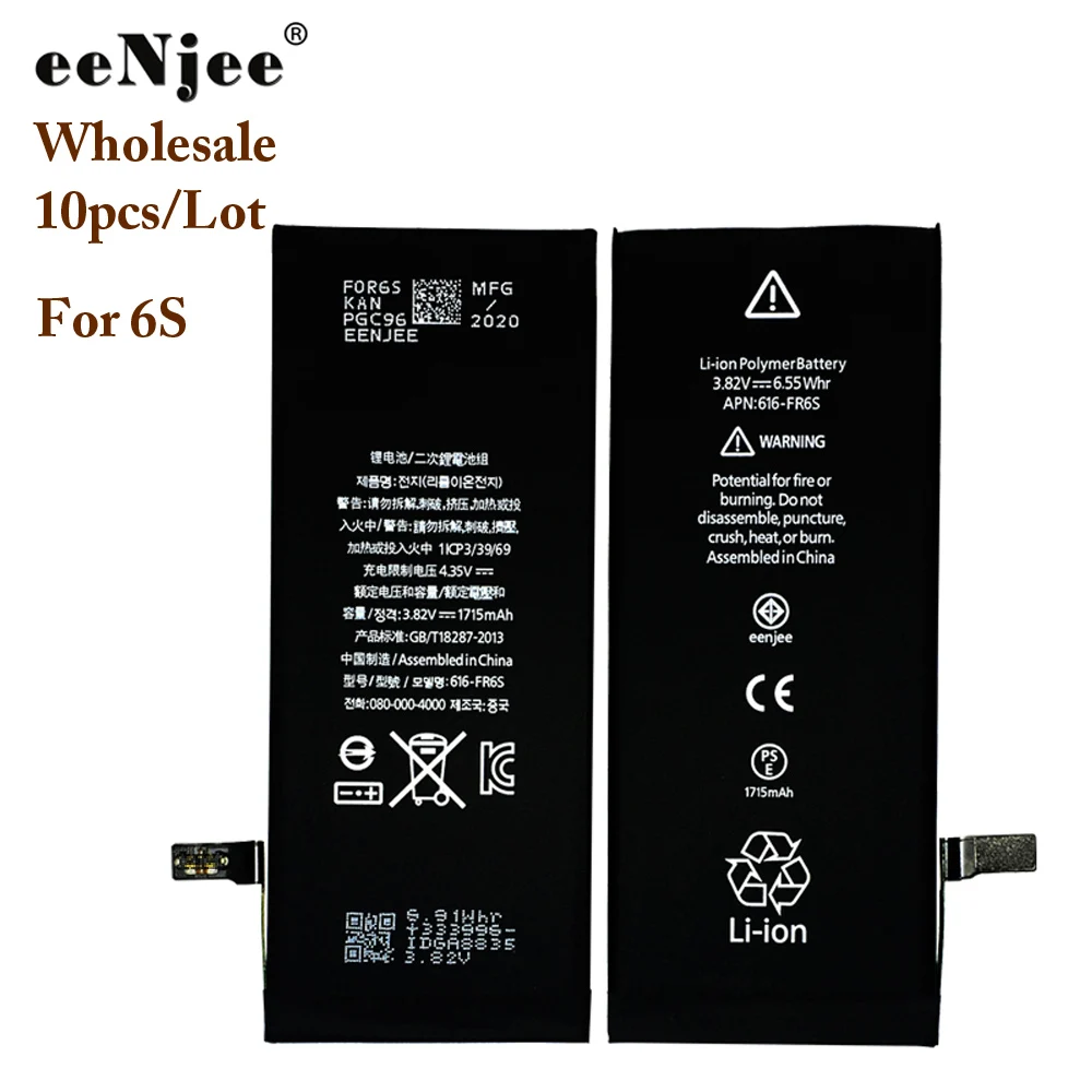 Сменный аккумулятор EENJEE 10 шт. для Apple IPhone 6S 5S SE 6G 6plus 6splus 7G 7plus 8G 8plus X XS XR 11 11PRO Max оригинальный IC|Аккумуляторы