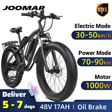 JOOMAR-Bicicleta eléctrica para hombre, bici de montaña con Motor de 1000W y 48V, neumático ancho 4,0, para playa y nieve, MTB, batería de 17AH, JM02S Plus