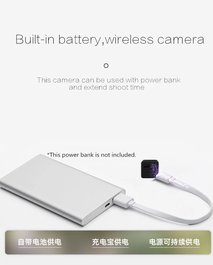 HD 1080P мини невидимый 360 wifi беспроводной ночного видения USB Батарея камера монитор дистанционного управления