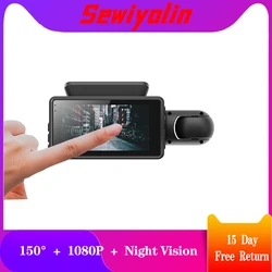 Cámara DVR de doble lente para salpicadero de coche, videocámara con sensor G HD 1080P, visión nocturna, grabadora de vídeo de conducción, de 150 ° gran angular, pantalla táctil
