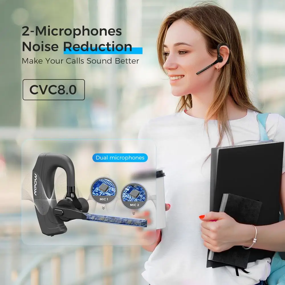 Mpow EM20 одиночные беспроводные наушники CVC8.0 шумоподавление 10hrs время разговора