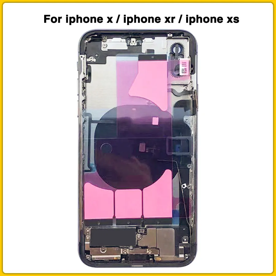 Крышка аккумулятора для iphone x/iphone xr/iphone xs задняя крышка в сборе+ наклейка на аккумулятор+ шейкер+ рожок+ клавиша громкости+ ключ открывания