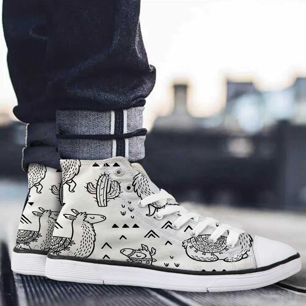 WHEREISART/Женская парусиновая обувь с рисунком альпаки и кактуса высокая флэтс