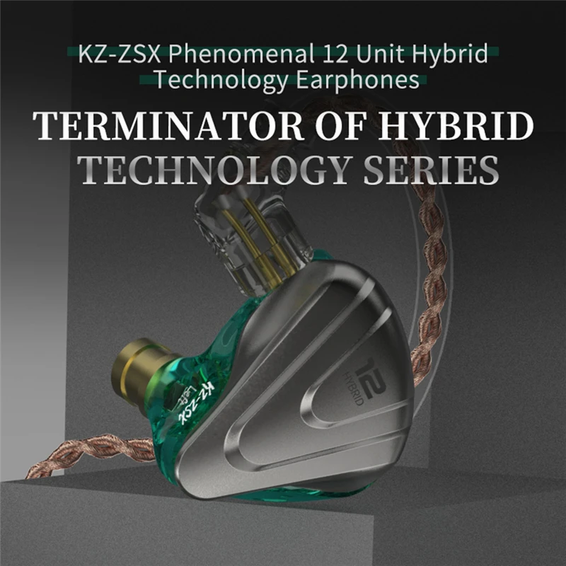 KZ ZSX Terminator Metal Headset 5BA+1DD Hybrid-iron Mixing 12 Drivers HIFI Bass Earbuds Wired Music Sports In Ear Earphones