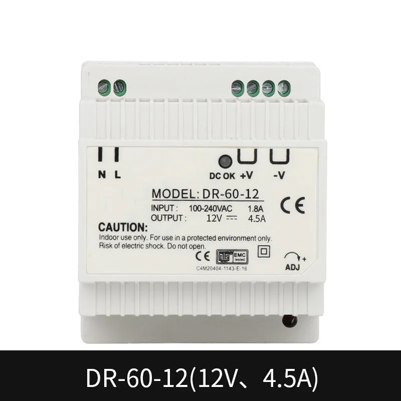 DR-60 Din Rail Тип электрического питания DR-60-24 DR-60-24/12/18/5 преобразователь переменного тока в постоянный импульсный источник питания светодиодного табло