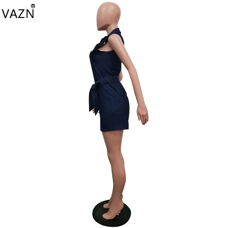 VAZN/Лидер продаж, известный бренд, повседневные женские костюмы, однотонные джинсовые Элегантные Комбинезоны на бретелях, комбинезоны со шнуровкой SN3588