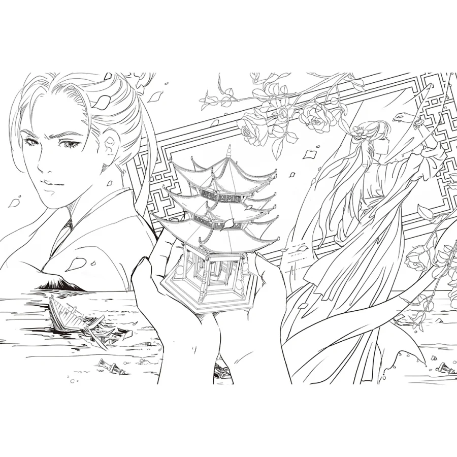 Chinese-Aesthetic-Ancient-Beauty-Illustrations-Painting-Comic-Cartoon-Line-Adult-Drawing-Coloring-Book (4)