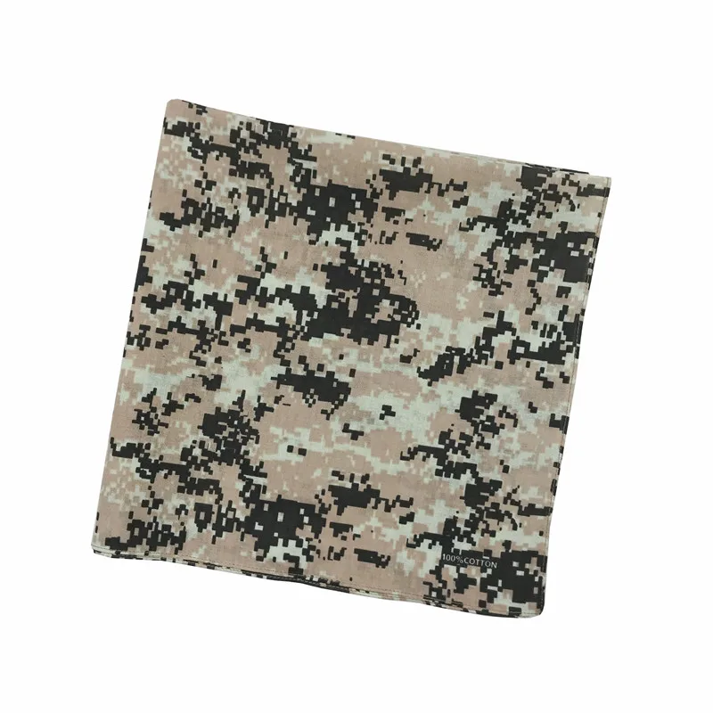 55cm Camouflage Print Cotton Bandanas Military Tactical Headwrap Outdoor Jungle Wristband Sports Cycling Square Scarf Headwear mens red scarf