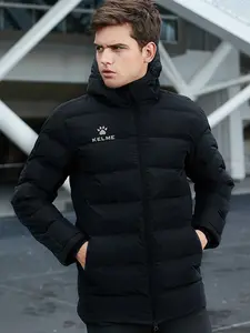 Мужская хлопковая куртка KELME, парная теплая куртка с капюшоном, тренировочная спортивная форма, пальто с хлопковой подкладкой 3881405