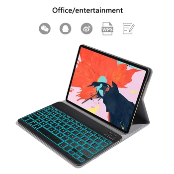 

Tablet Keyboard Case for iPad Pro 11 2020 French Bluetooth Backlit Keyboard with Leather Protective Cover Removable Keyboards