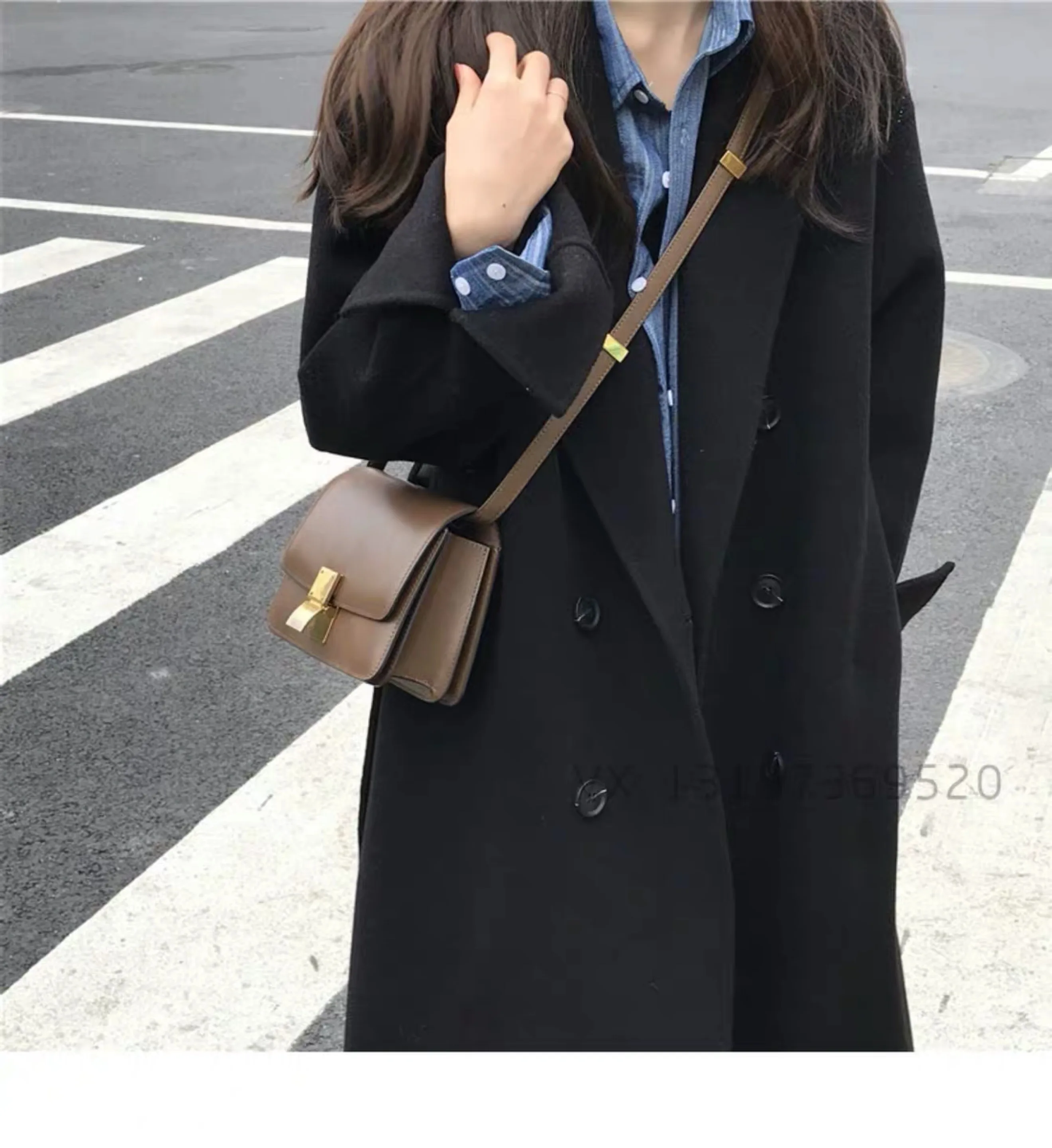 Корейская мода утолщение Верхняя одежда Highstreet Длинное свободное шерстяное пальто оверсайз двубортное теплое удобное Женское пальто