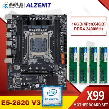 شراءALZENIT X99 اللوحة الأم مجموعة X99M-CD5 مع LGA 2011-3 كومبو سيون E5-2620 V3 CPU 4x4GB = 16GB DDR4 2400MHz الذاكرة PC4 19200 RAM