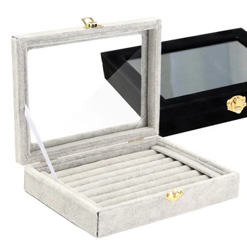 

Hot Sales Fashion Portable Velvet Jewelry Ring Jewelry Display Organizer Box Tray Holder Earring Jewelry Storage Case Box cases