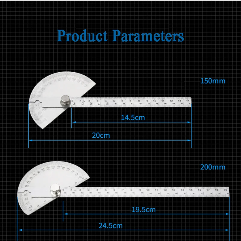 

Stainless Steel Round Head 180 degree Protractor Angle Finder Rotary Measuring Ruler Machinist Tool Craftsman Ruler