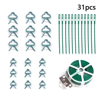 

18pcs Plant Support Clips + 12pcs Zip Ties + 20m Wire Twist Tie for Garden Potted Plants Supporting Stems
