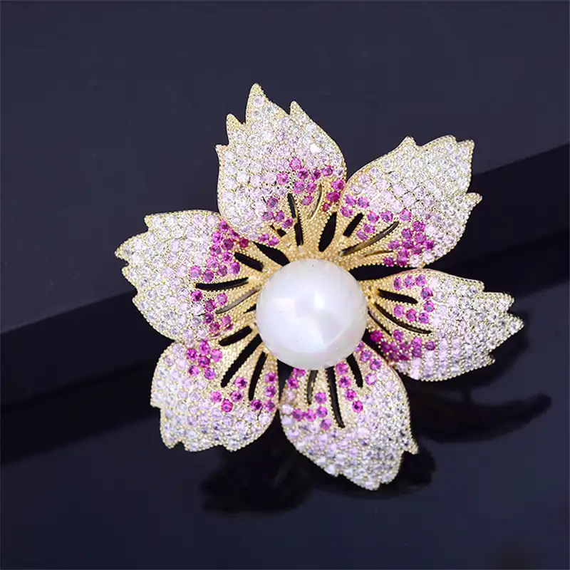 Perle Strass Kristall Vintage Blume Brosche Pin Broschen für Frauen Geschenk ^