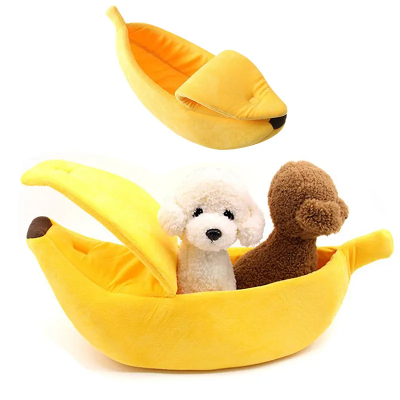 Plush Banana Cat Bed House Puppy Cushion Kennel Warm Pet Basket Mats Kitten Dog Beds Pet