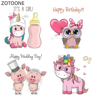 

ZOTOONE Ironging Unicorn Patches Iron on Heat Transfer for Clothes DIY Cute Owl Applique Rabbit Patch for Kids Vinyl Stickers H