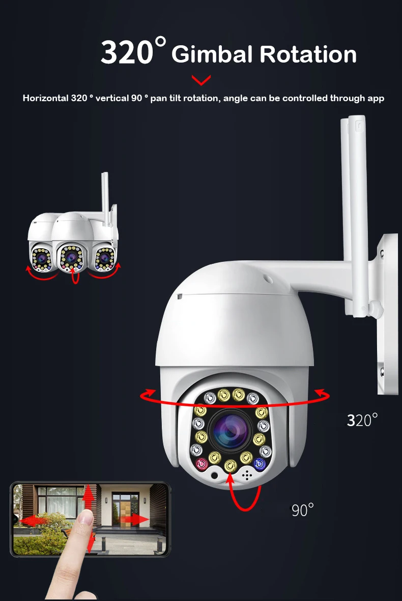 17 светодиодный открытый сигнал движения 2MP ip-камера WiFi 4X цифровой зум двойная антенна скоростная купольная камера с сиреной светильник Облачное хранилище