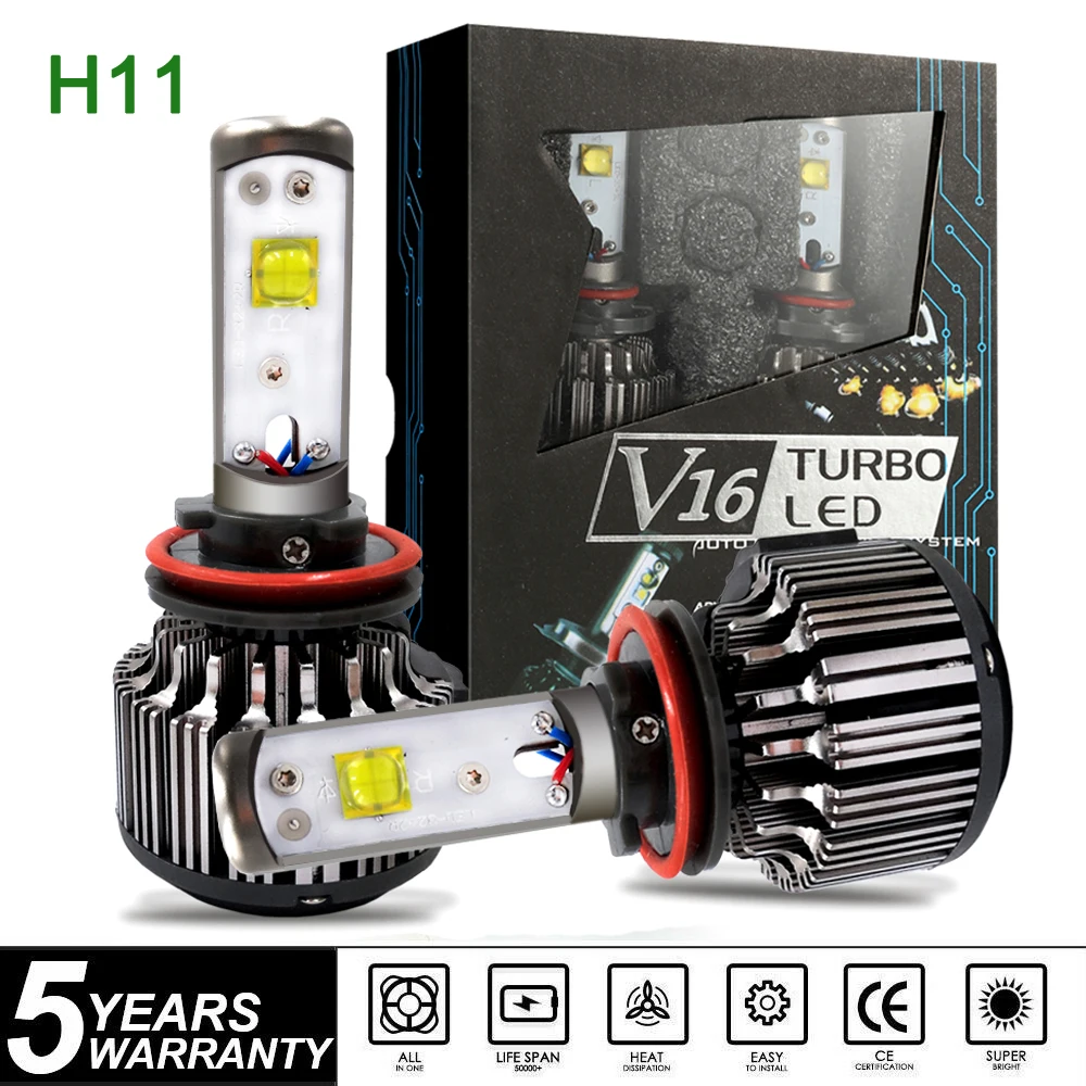 AMZLED 6000K H4 LED H7 H1 HB4 H11 HB5 V16 светодиодные чиповые Автомобильные фары 40 Вт 12000LM