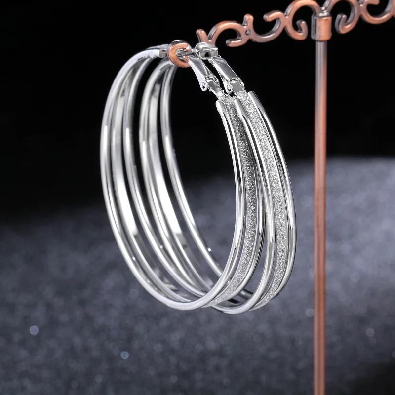 60 мм модные Многослойные Круглые матовые золотистые Серебристые Металлические