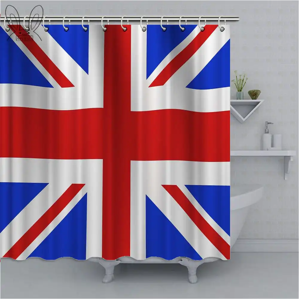 Country Flag Printed Shower Curtain Colorful Waterproof Bathroom