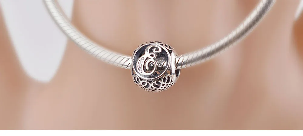 PDB ZZ 56 925 Sterling Silver Bracelet Charm Bracelet 925 silver 26 letters original Charm Beads