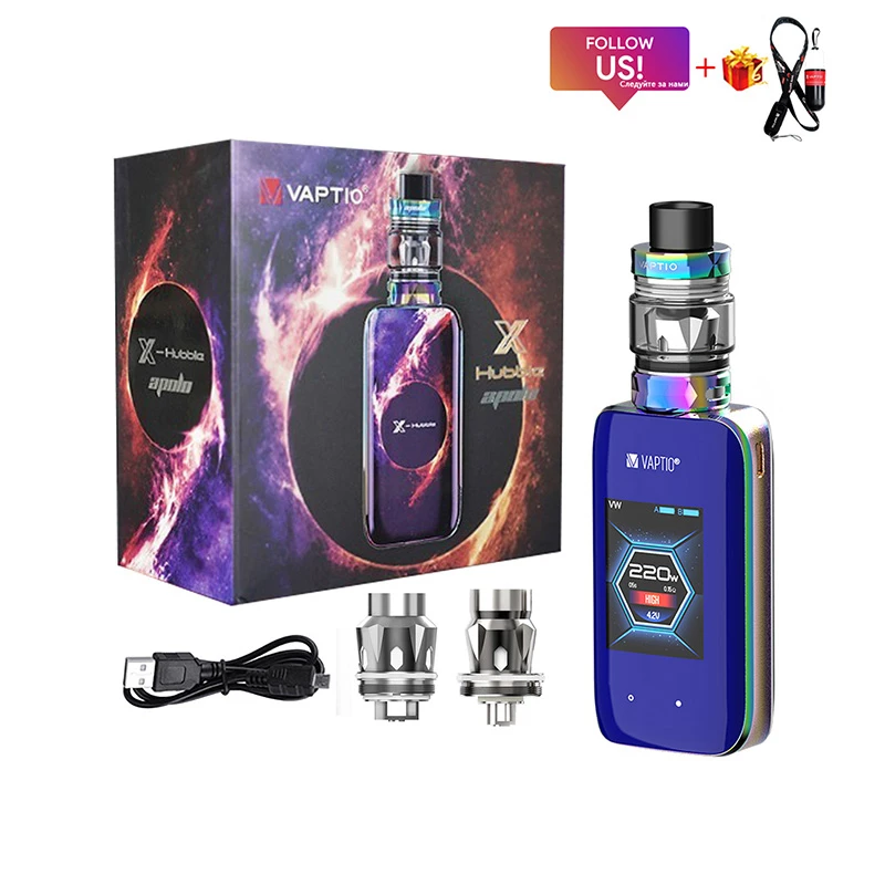 Электронная сигарета Vaptio X hubler Apolo 220 Вт бак 5 мл сенсорный экран 2TFT испаритель без