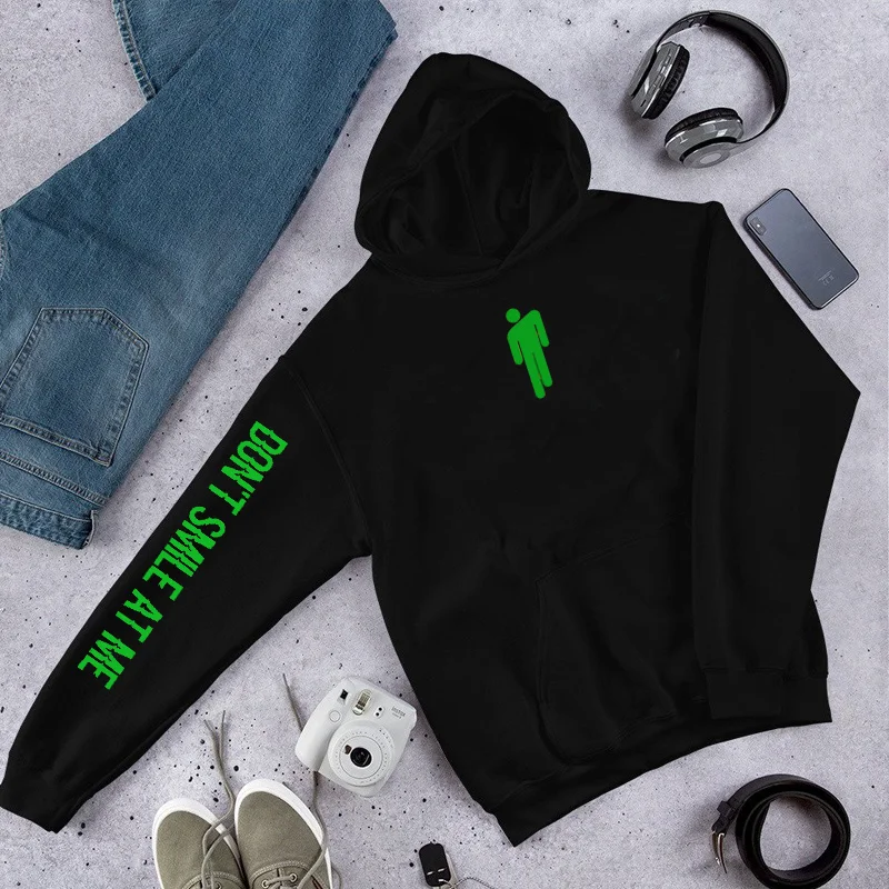 Толстовка с капюшоном с надписью Don't Smile At Me Billie Eilish, желтые и зеленые толстовки с капюшоном, Повседневный пуловер Eilish Merch, уличная одежда для женщин